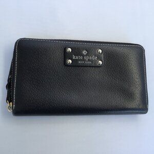 Kate Spade NY Wellesley Continental Zip Around Wallet Black Pebble Leather